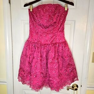 Vintage Gunne Sax Jessica McClintock Sequin Strapless Pink Dress Sz 7